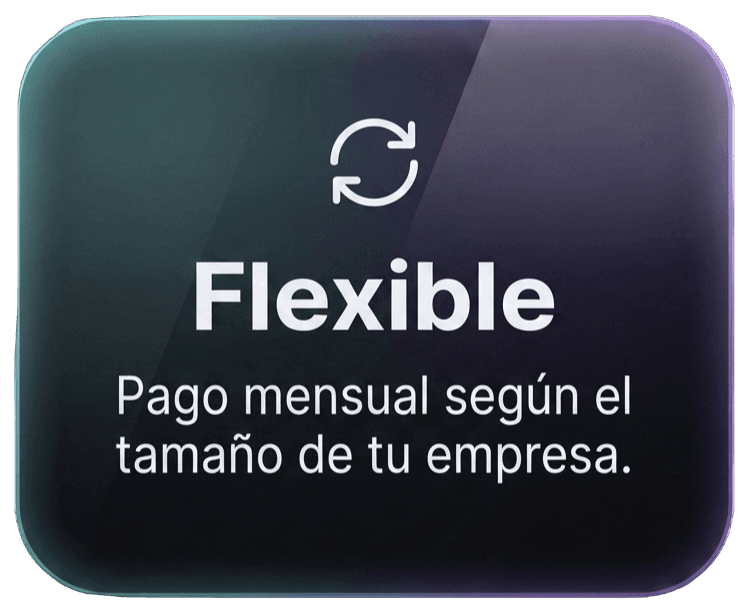 Tarjeta visual del modelo mensual flexible según el tamaño de la empresa