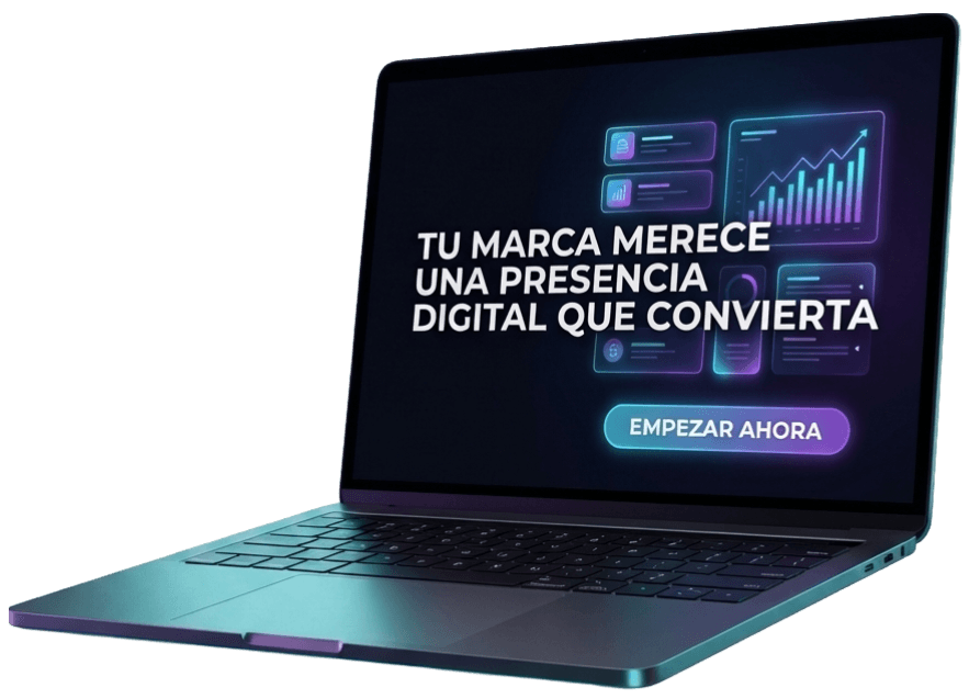 Laptop con la vista principal del ecosistema digital de nuevoweb.lat